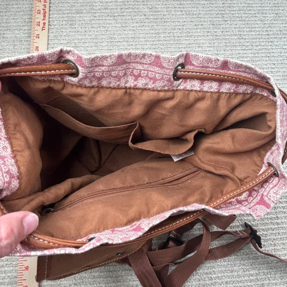 Elephant Print Backpack Purse Small/Medium Pink Boho‎ Festival Hippie